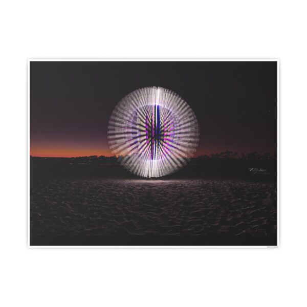 Poster Print - White Orb on the Beach at Dusk - Image 2