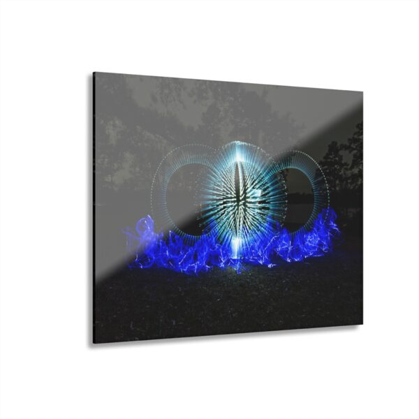 Acrylic Print - Blue Flame Orb Light Painting French Cleat Hanging Wall Decor