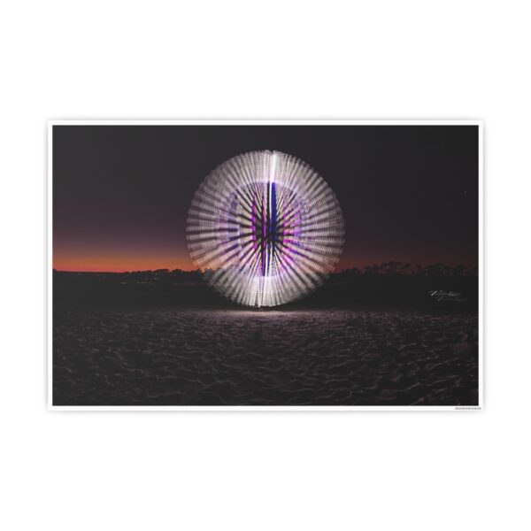 Poster Print - White Orb on the Beach at Dusk - Image 3
